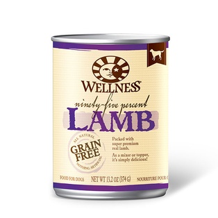 WELLNESS - 95%羊肉無榖物狗罐頭 全天然 肌肉健康生長 寵物健康糧食小食 374g x 6pcs